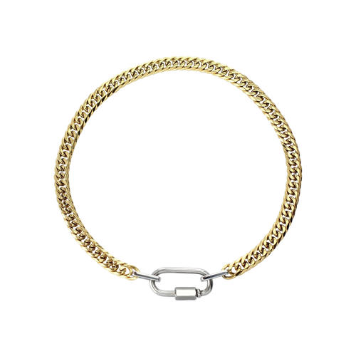 Anne Mix Necklace - A bold and stylish Cuban chain necklace featuring a gold-tone clasp. Perfect for adding a touch of luxury to any outfit.