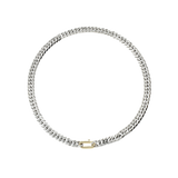 The SLIM TROPICANA CHAIN which is a 16" Stainless steel chain with 24k gold filled oval clasp.