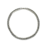 The Small Tropicana Silver, which is a single silver chain necklace featuring a bold and modern curb link design, perfect for adding a touch of sophistication and versatility to any outfit.