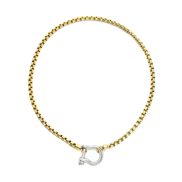 Mixed Metal Box Chain Horseshoe Necklace– Artizan Joyeria Mixed Metal Box Chain Horseshoe Necklace– Artizan Joyeria