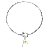 Silver Herradura Necklace with the Stainless steel chain with the DROP STAR CLIP ON CHARM and the "Bar Clip on Charm" with Pave clip on Stainless steel bar charm that is 42mm in length.