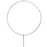 Stainless steel chain with the "Bar Clip on Charm" with Pave clip on Stainless steel bar charm that is 42mm in length.