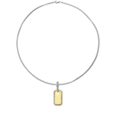 Silver chain with the PLAQUE CLIP ON CHARM which is made of Pave Clip on Stainless steel 18k gold plated pave plaque.
