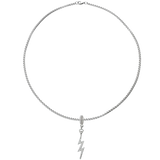 Silver thin chain with the LIGHTNING BOLT CLIP ON CHARM which is made of Pave Clip on Stainless steel 18k gold plated lighting bolt charm.